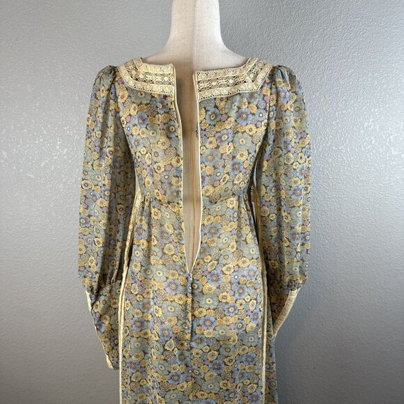 Gunne Sax Black Label Vintage Floral Cottage Prairie Dress Size 9 S Long Sleeve - Picture 10 of 11